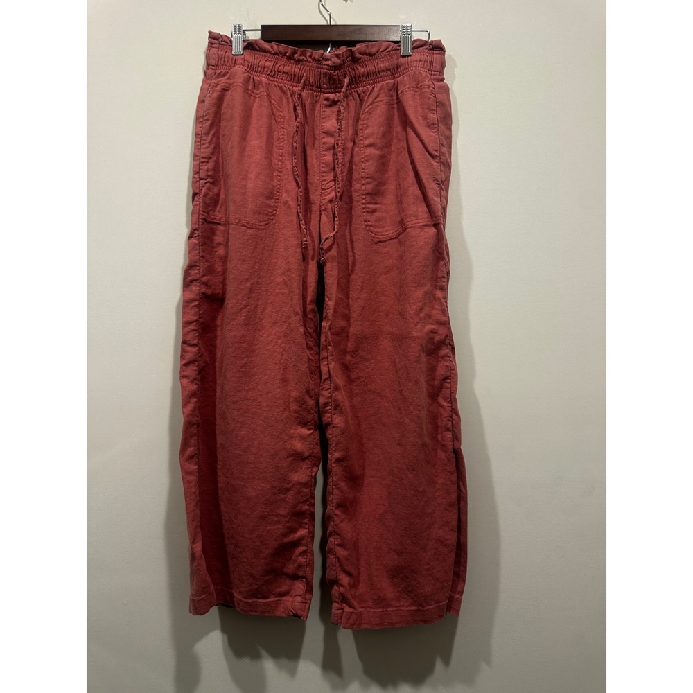 American Eagle Women Terracotta Rose Paperbag Waist Wide Leg Pants Medium